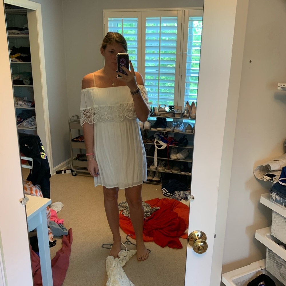 white strapless dress